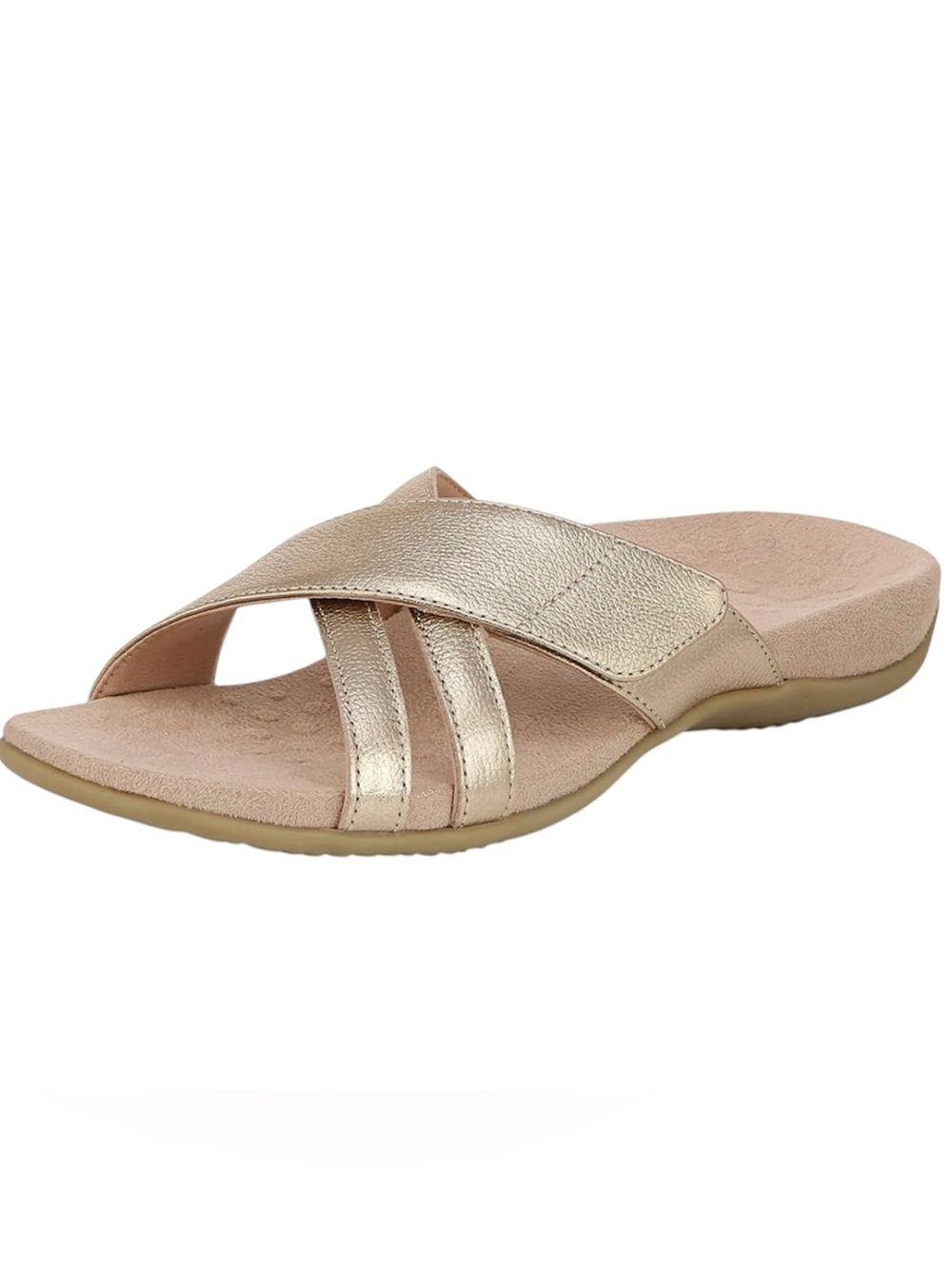 Vionic Zarie Sandals featuring a metallic gold leather finish Women’s Size 8